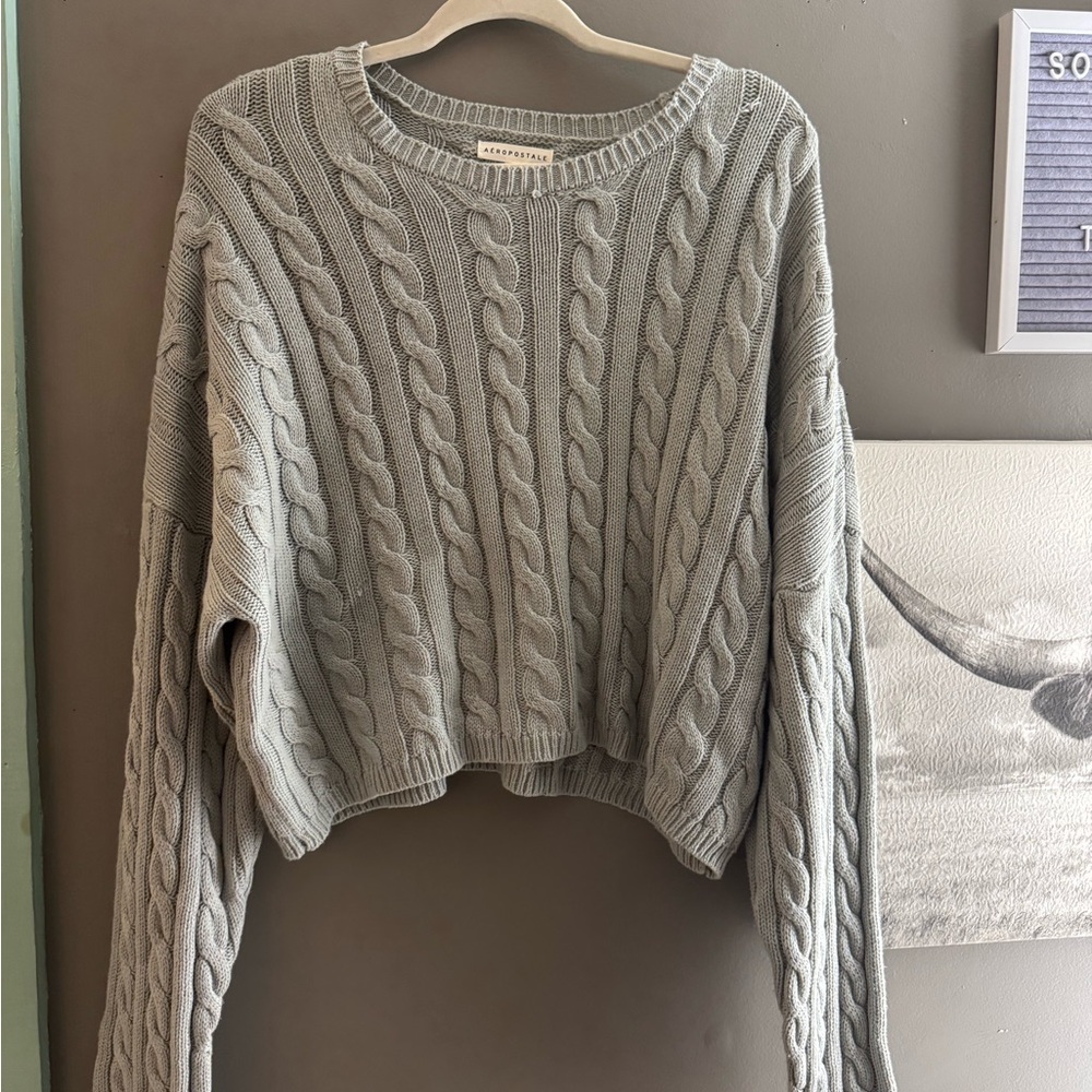 Gray Cable Knit Sweater